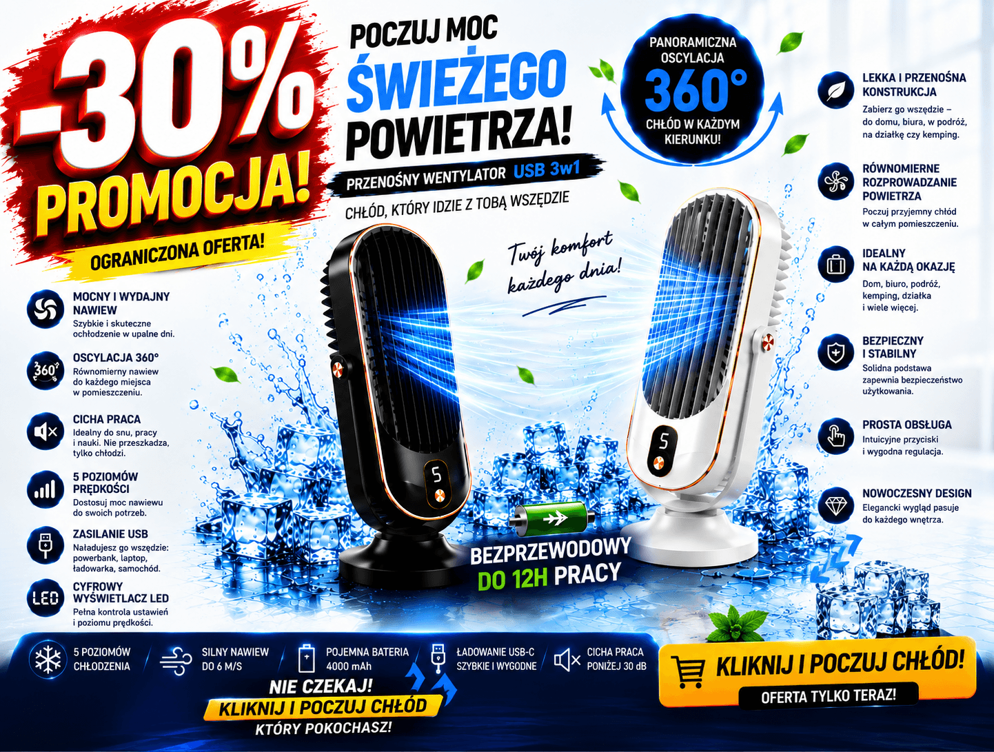 💨 Mrozik-Klimatyzator bezprzewodowy 360💨